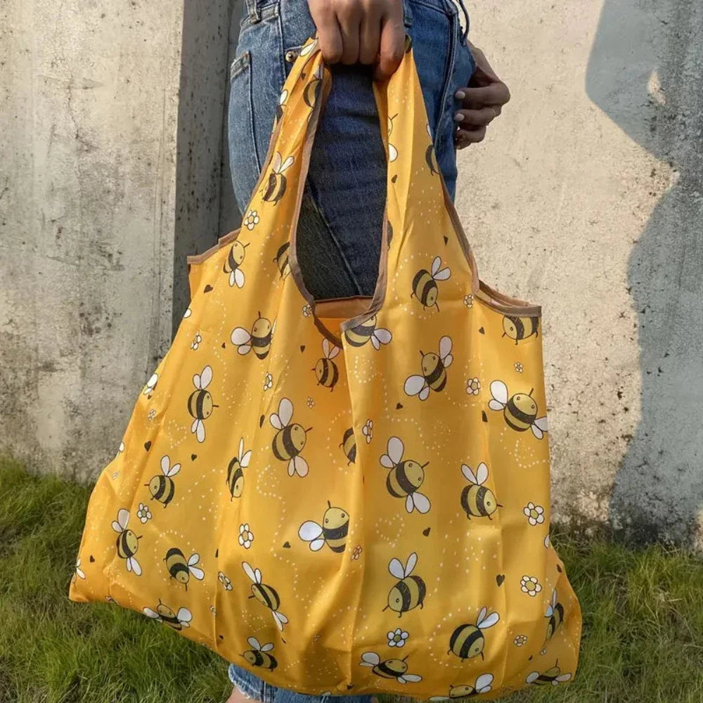 Bee Pattern Shopping Bag, Large Capacity Tote Bag For Outdoor, Simple Cute Grocery Bag