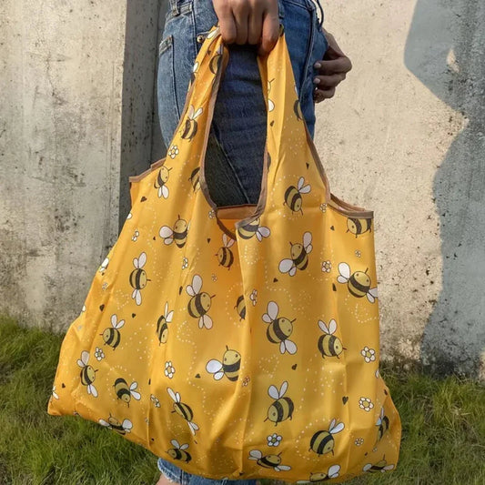 Bee Pattern Shopping Bag, Large Capacity Tote Bag For Outdoor, Simple Cute Grocery Bag