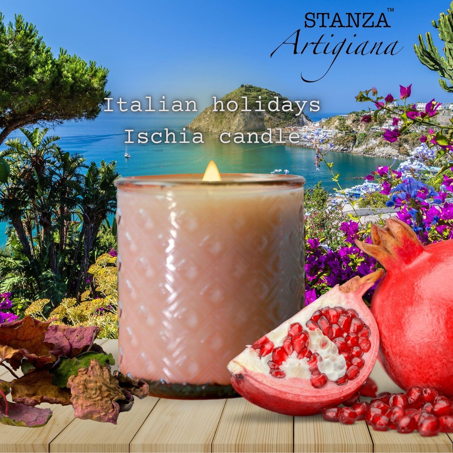 Italian Holidays collection - Ischia Candle - Fruity and woody Fragrance Inspired by the Italian Coast