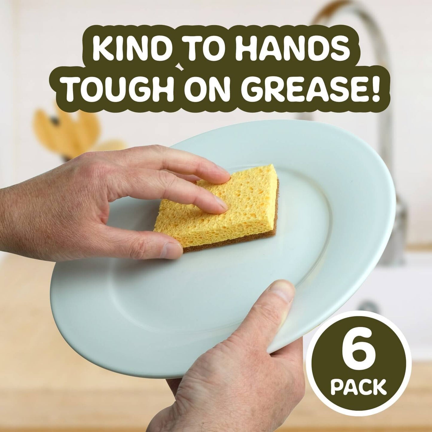 Natural Coconut & Cellulose Sponge Scourers (Pack of 6)-2