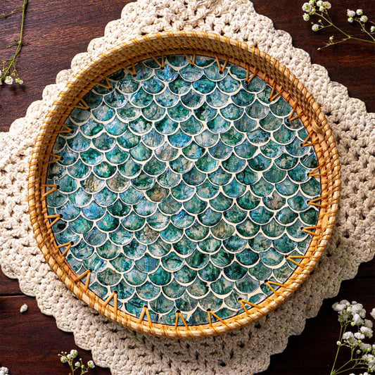 Rattan Trays • Mother of Pearl • Cascade (Multiple Sizes)-0